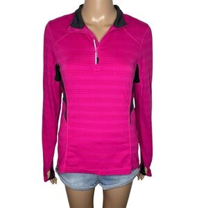 MPG Pink & Gray 3/4 Zip Long Sleeve Pullover Athletic Jacket w/ Pockets
